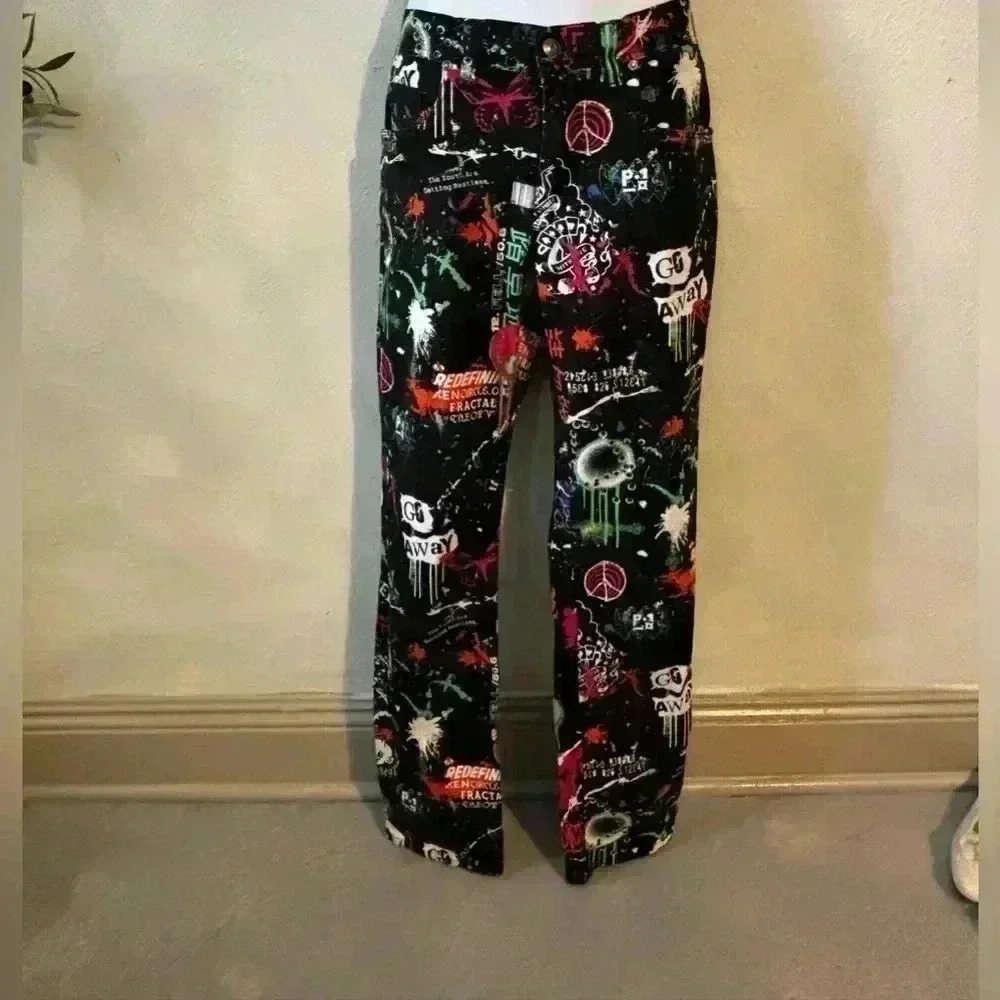 Vitriol Deface Printed Black Twill Pants‎